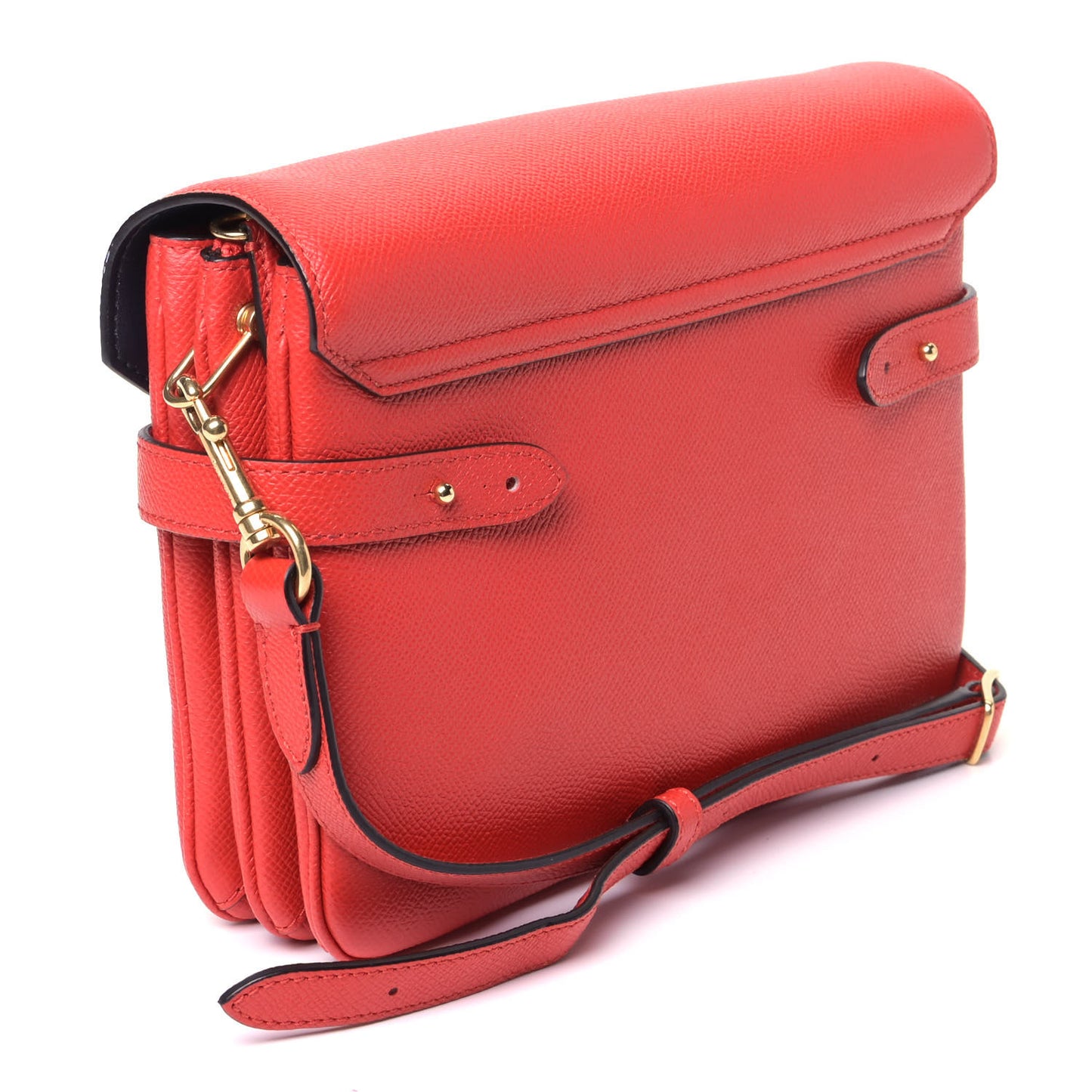 Small Classic Grain Calfskin Belted Bayswater Satchel Lipstick Red