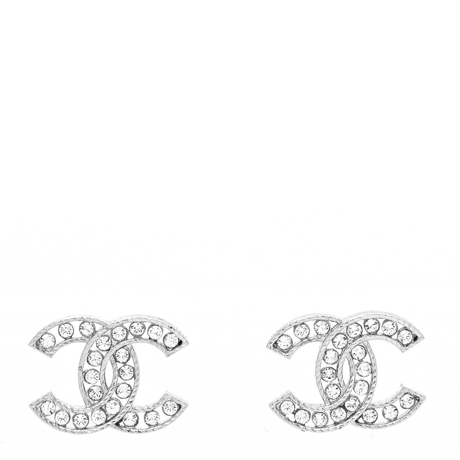 Chanel Crystal CC Earrings Silver 1 of 4