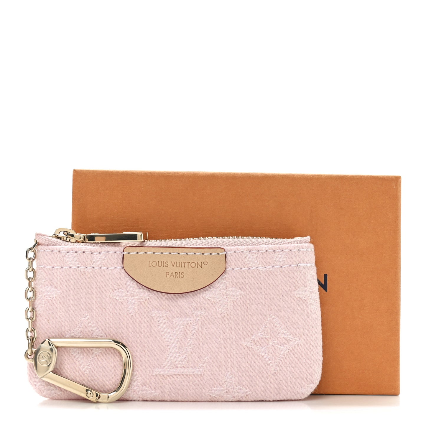 Monogram Denim Key Pouch Washed Pink