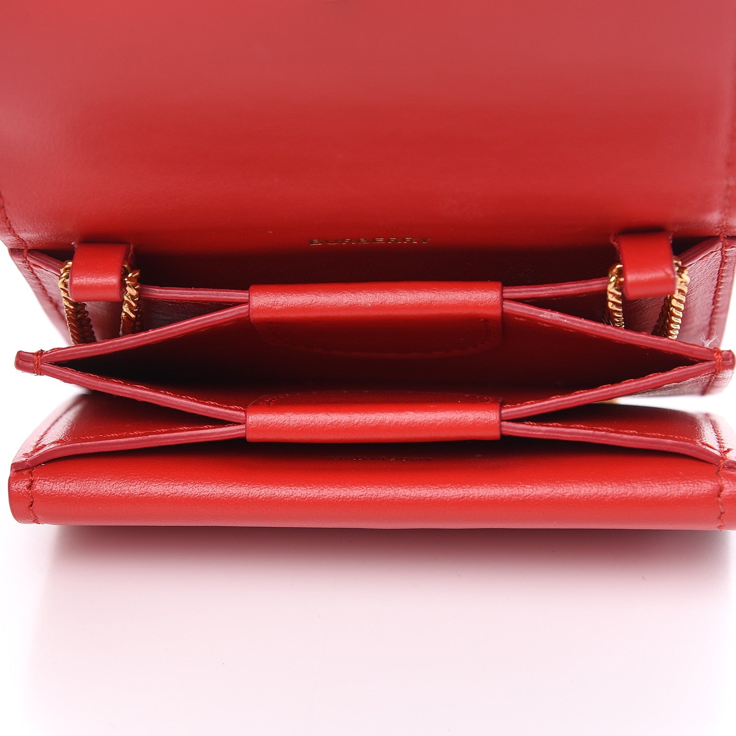 Burberry Calfskin Jessie Chain Card Case Bright Red 6 of 8