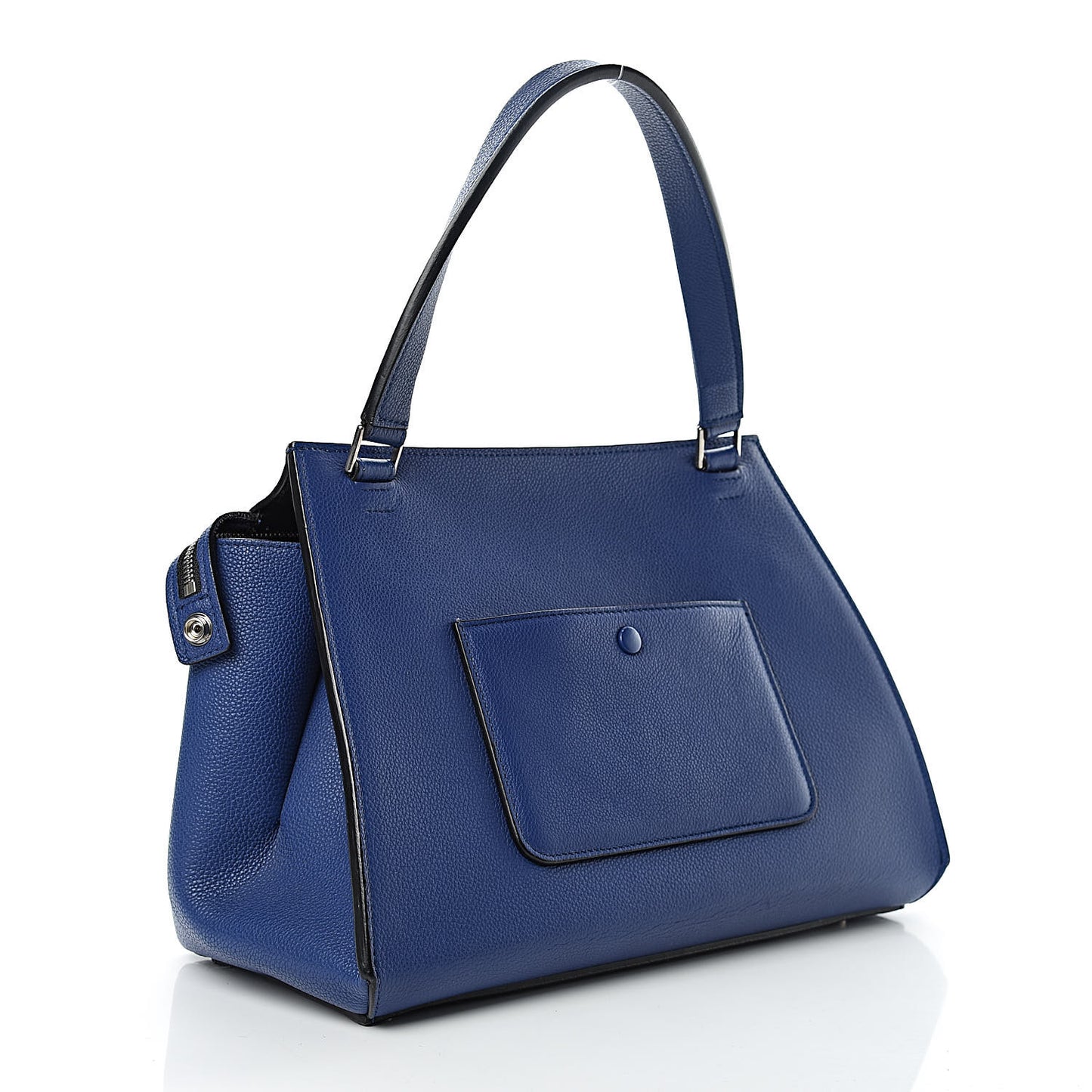 Drummed Calfskin Small Edge Shoulder Bag Indigo