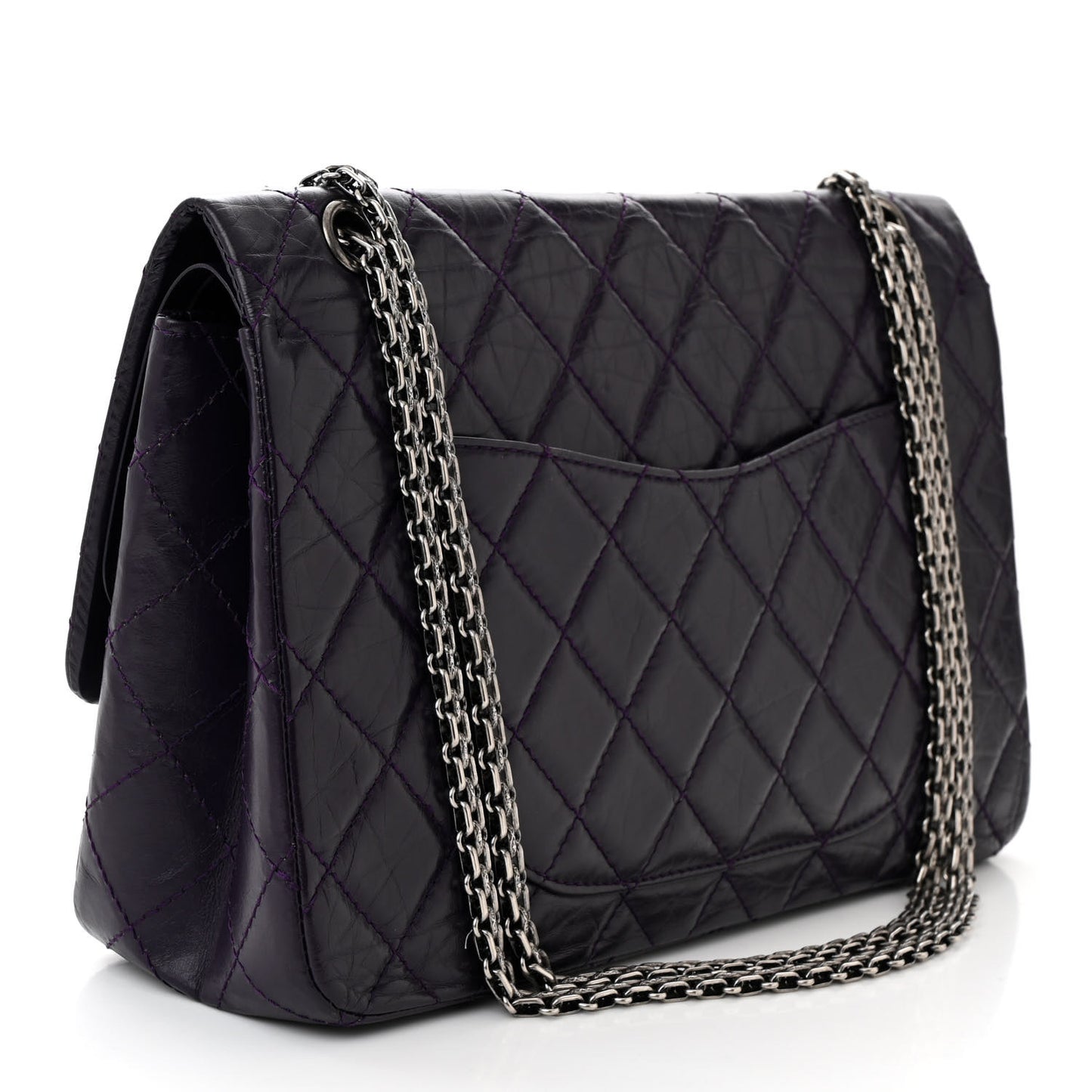 Aged Calfskin Quilted 2.55 Reissue 227 Flap Dark Purple