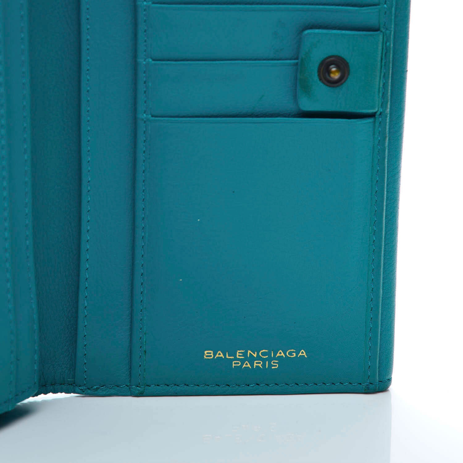 Balenciaga Calfskin Papier Platre Continental Wallet Bleu Paon 8 of 11
