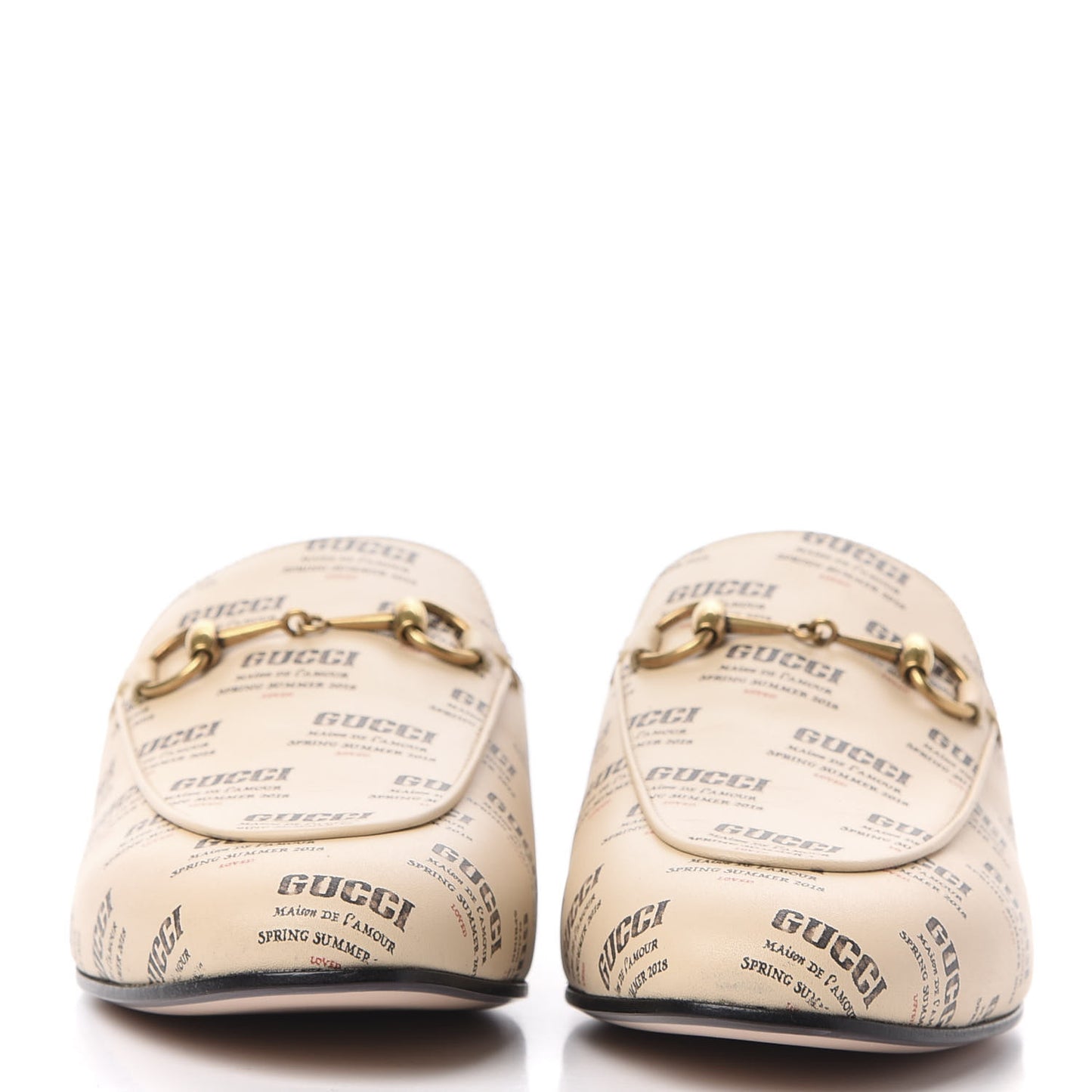 Calfskin Stamp Print Womens Princetown Slippers 38 Soy Black