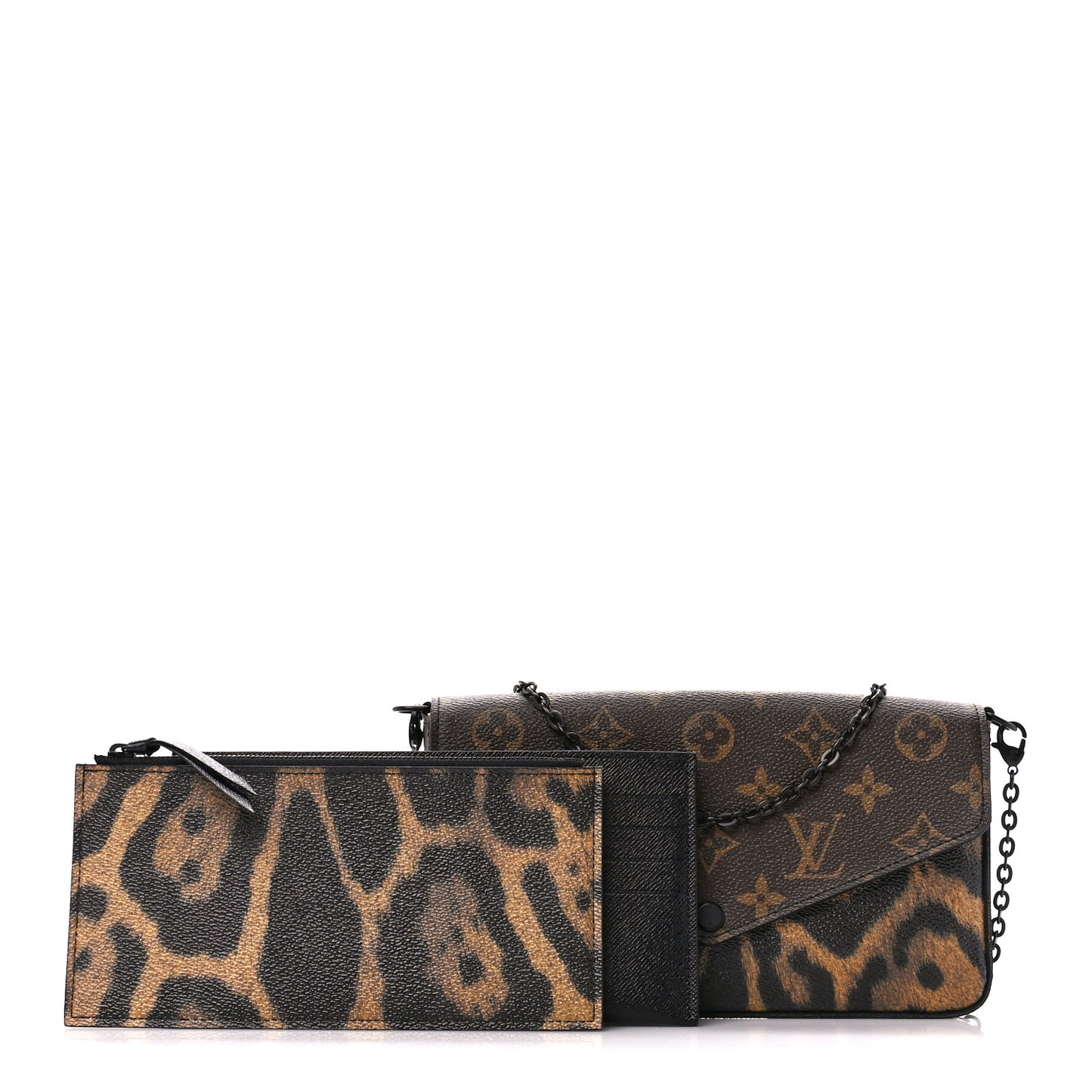Monogram Animal Print Pochette Felicie Chain Wallet