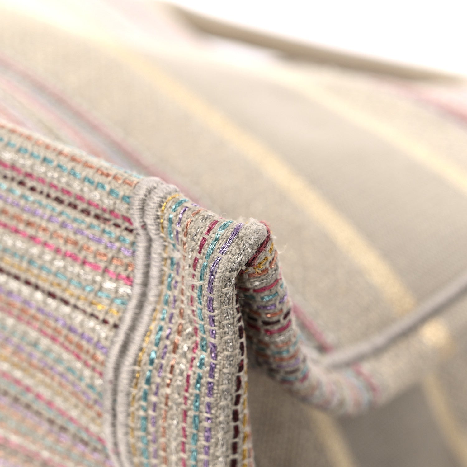 Christian Dior Canvas Embroidered Medium Stripes Book Tote Beige Multicolor 10 of 15