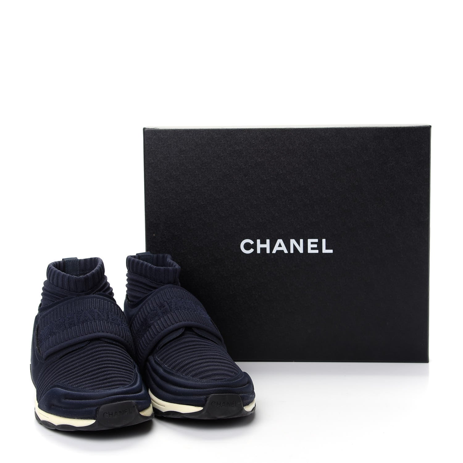 Chanel Stretch Fabric CC Sneakers 38 Blue 10 of 10