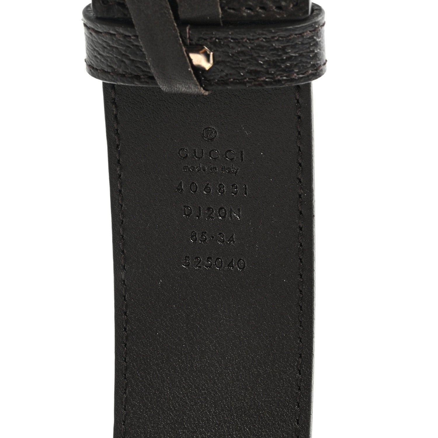 Gucci Textured Dollar Calfskin Nickel Double G 40mm Belt 80 32 Dark Cocoa 3 of 4