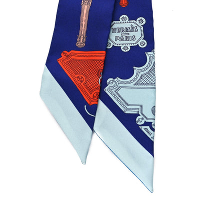 Hermes Silk Merveilleuses Lanternes Twilly Indigo Orange Bleu Glacier 2 of 5