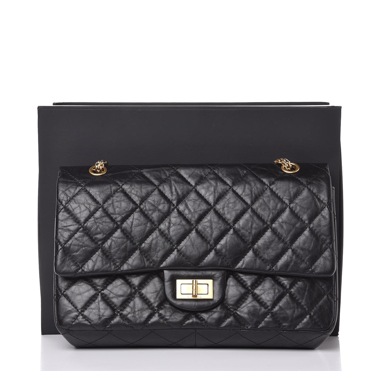 Aged Calfskin Quilted 2.55 Reissue 227 Flap Black