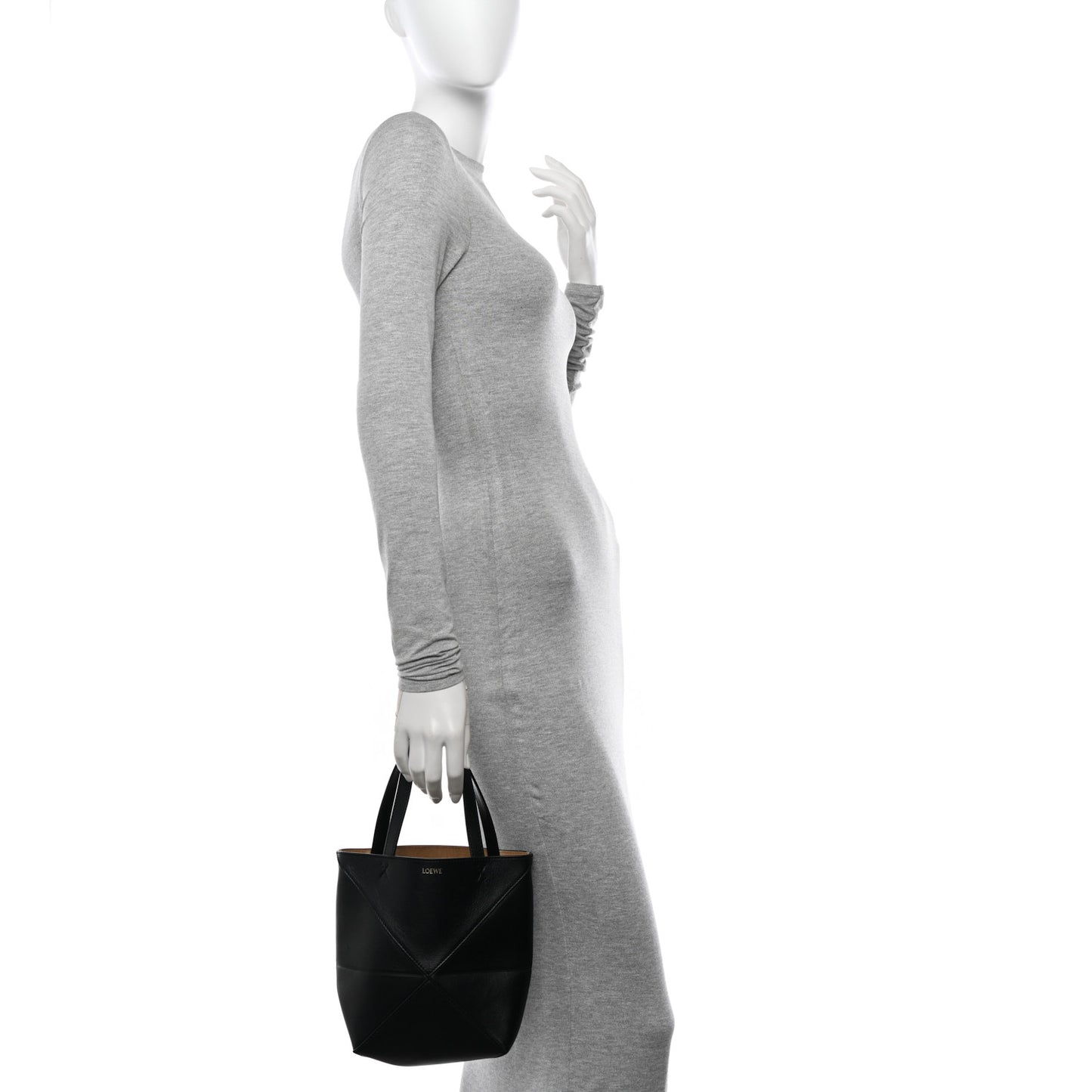 Shiny Calfskin Mini Puzzle Fold Tote Black