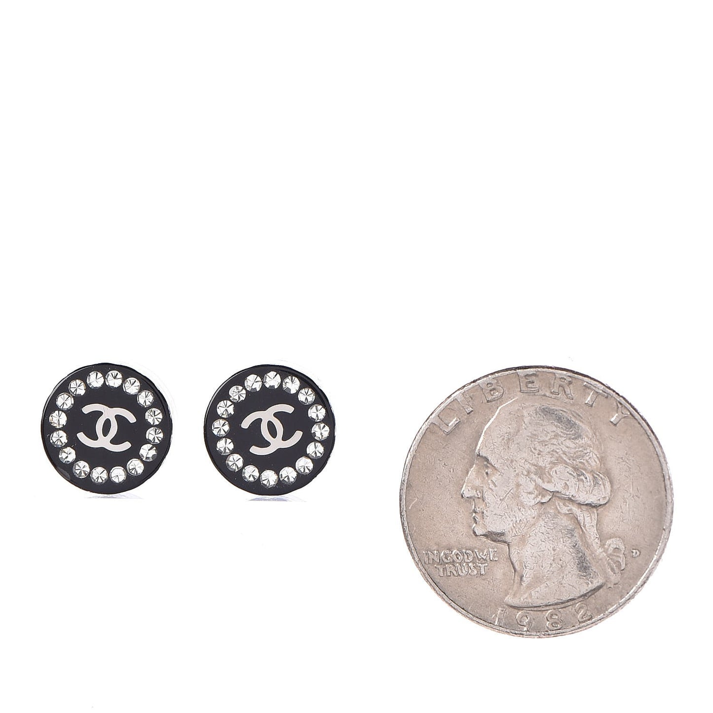 Resin Crystal CC Earrings Black