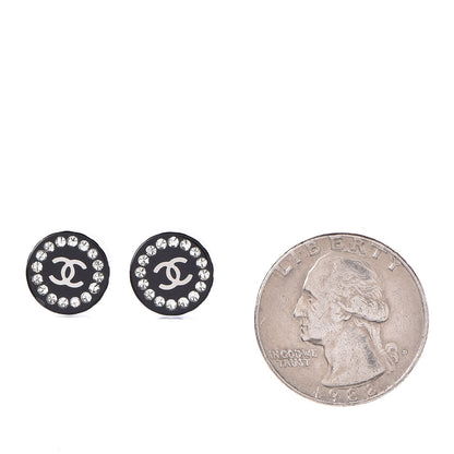 Chanel Resin Crystal CC Earrings Black 2 of 5