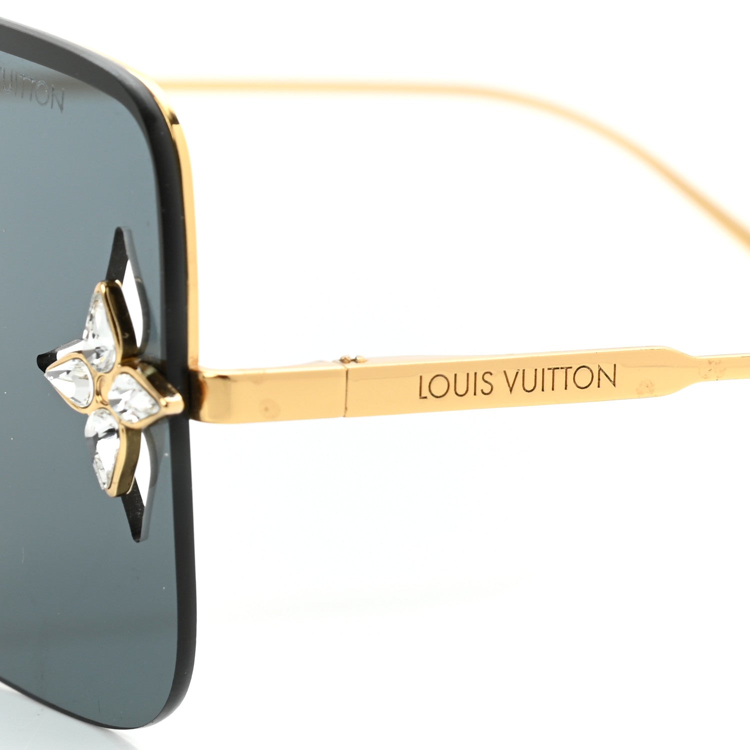 Louis Vuitton Metal Swarovski Crystal Star Light Sunglasses Z1664U Gold 6 of 10