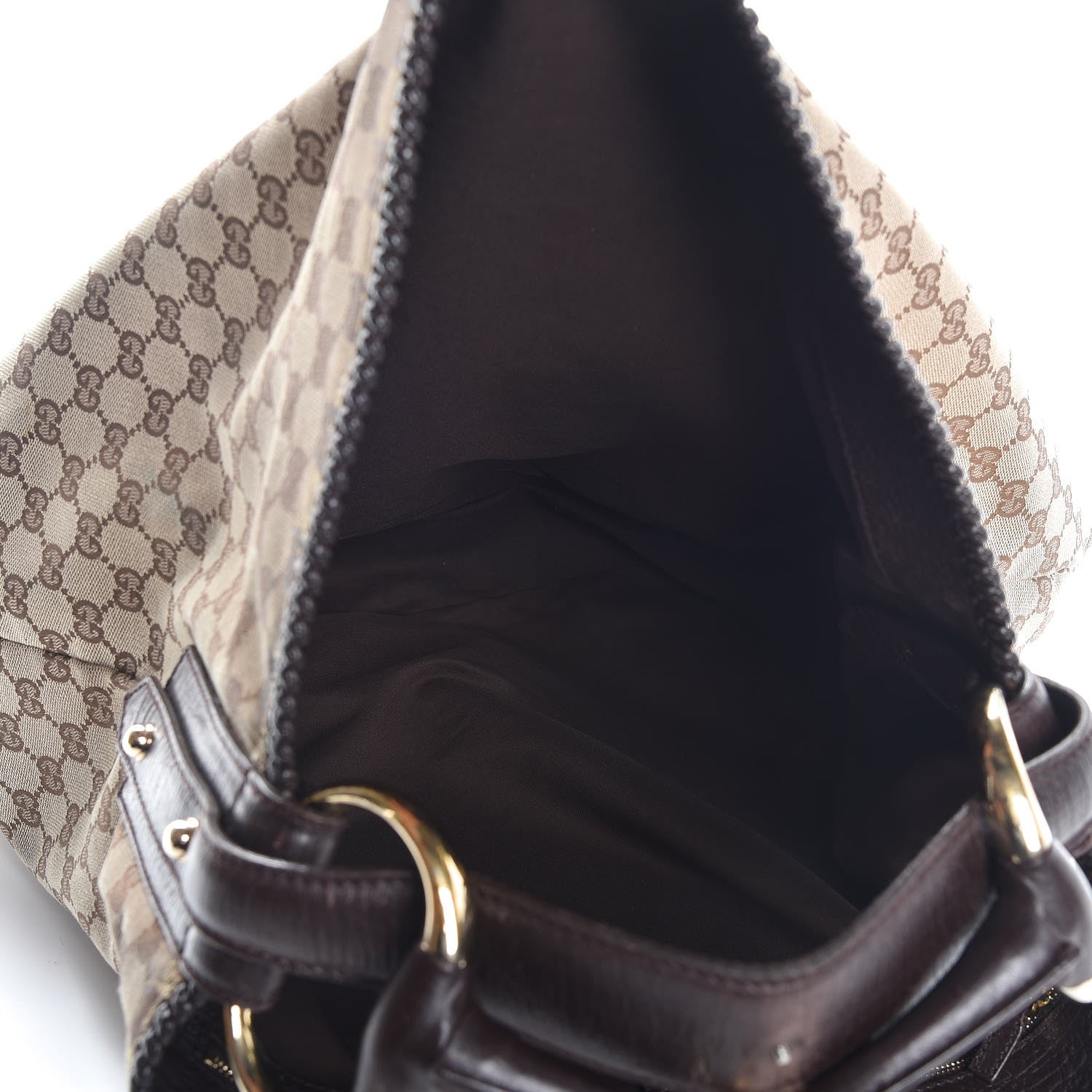 Gucci Monogram Large Horsebit Chain Hobo Dark Brown 5 of 11