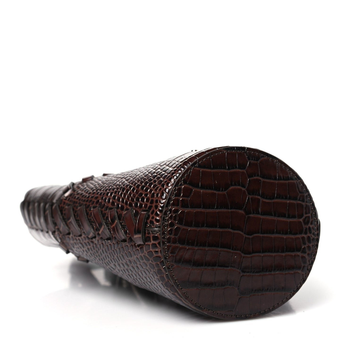 Calfskin Crocodile Embossed Le Petit Bambola Midnight Brown
