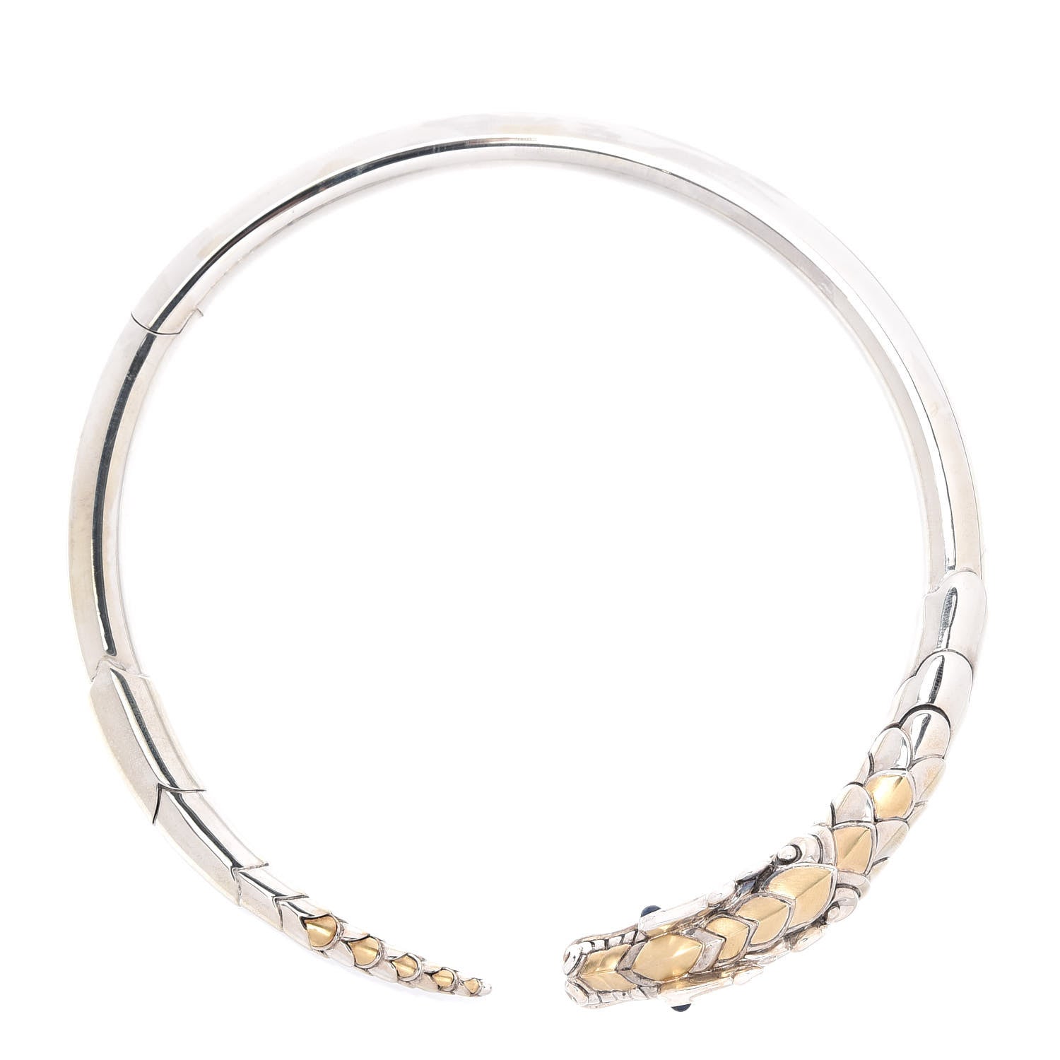 John Hardy Sterling Silver 18K Yellow Gold Sapphire Legends Naga Dragon Choker Necklace 1 of 4