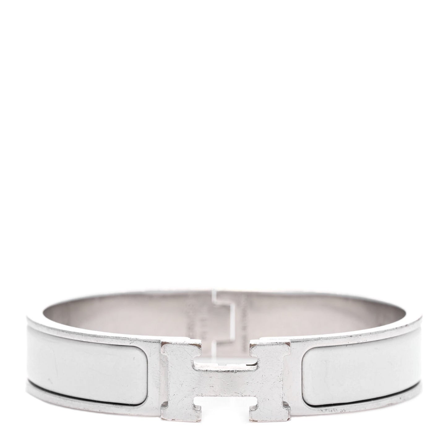 Enamel Narrow Clic Clac H Bracelet PM White