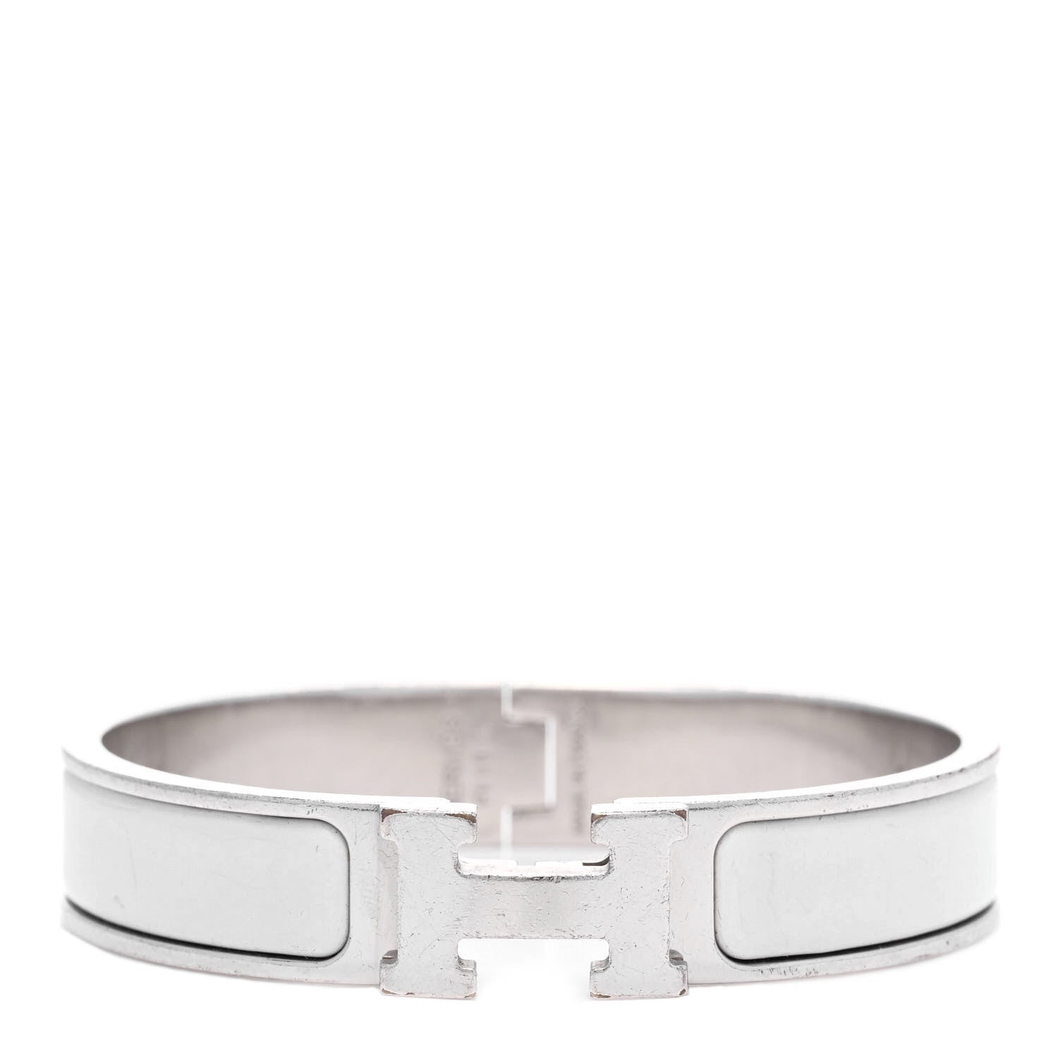 Hermes Enamel Narrow Clic Clac H Bracelet PM White 1 of 5
