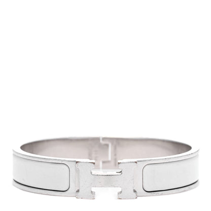 Hermes Enamel Narrow Clic Clac H Bracelet PM White 1 of 5
