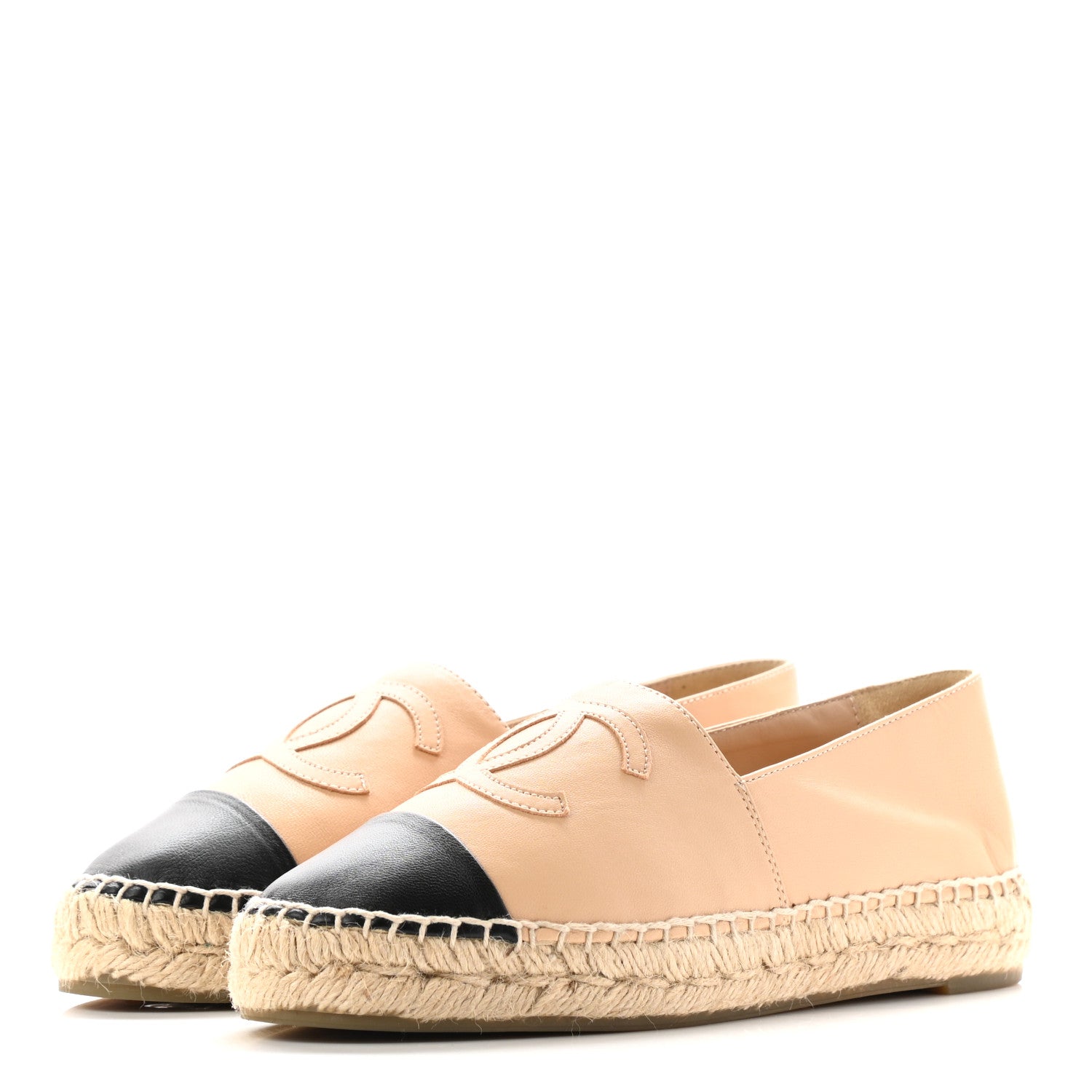 Chanel Lambskin CC Espadrilles 36 Beige Black 3 of 12