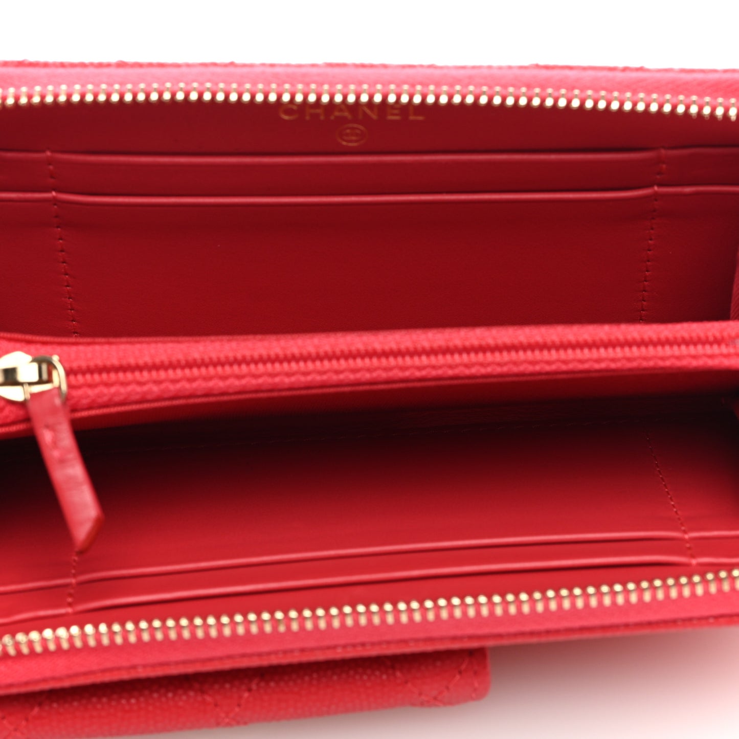 Caviar Quilted In & Out Zip Around Wallet Red