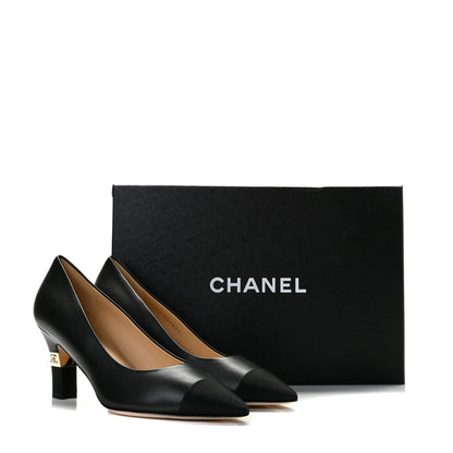 Chanel Lambskin Grosgrain Cap Toe CC Pumps 36.5 Black 12 of 12