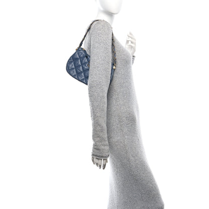Chanel Crumpled Calfskin Quilted Braided CC Small Hobo Blue 2 of 11