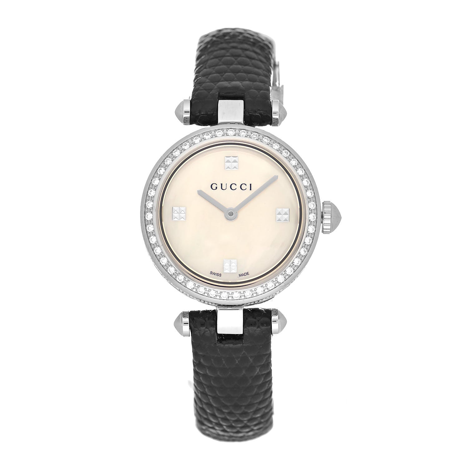 Gucci Stainless Steel Lizard Diamond Bezel Mother of Pearl 27mm Diamantissima Quartz Watch 1 of 5
