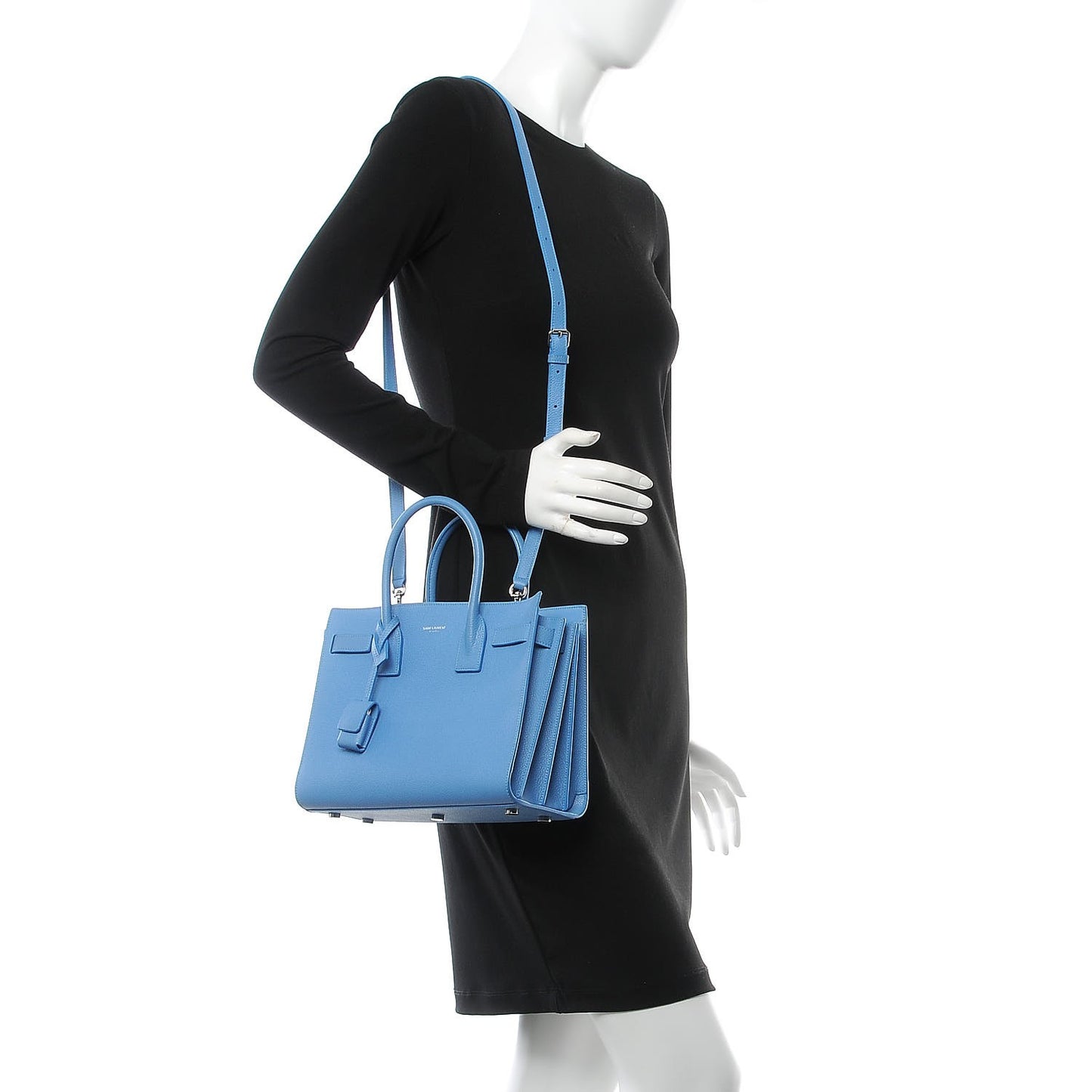Grained Calfskin Baby Sac De Jour Blue Clair