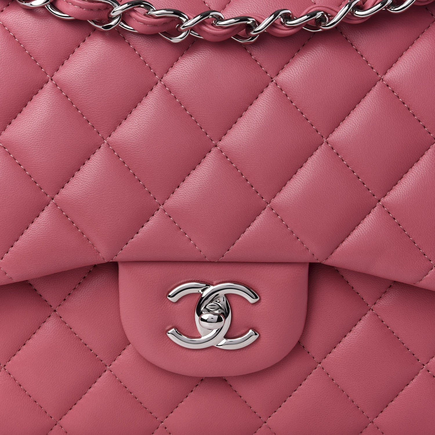 Chanel Lambskin Quilted Jumbo Double Flap Pink 8 of 8
