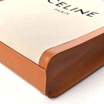 Celine Canvas Calfskin Logo Print Small Vertical Cabas Natural Tan 10 of 11