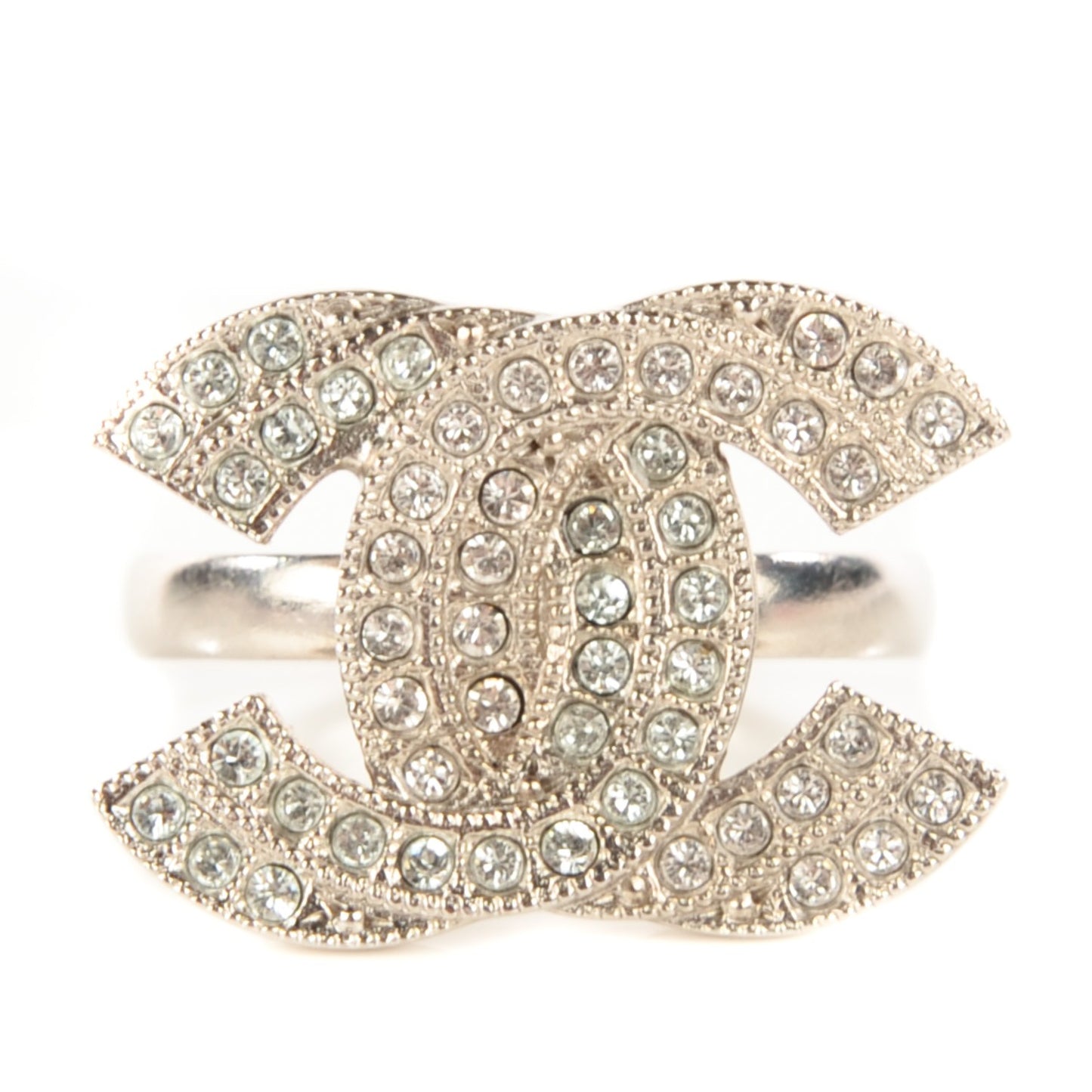Crystal Double CC Ring 6.25 Light Gold