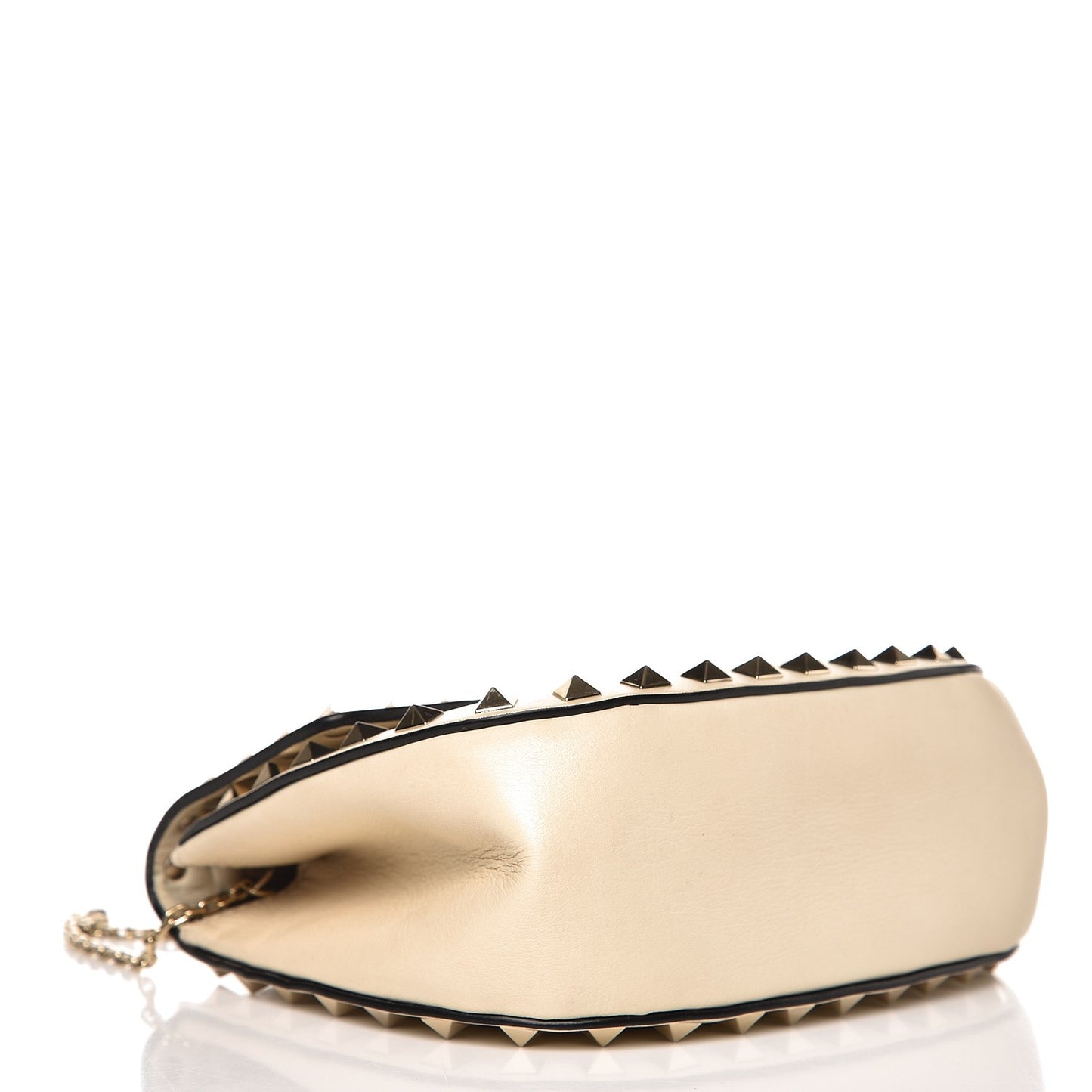 Vitello Rockstud Crossbody Saddle Bag Ivory
