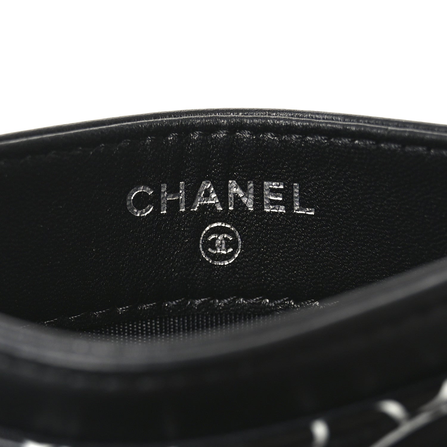 Chanel Lambskin Camellia Embossed Card Holder Black White 6 of 9
