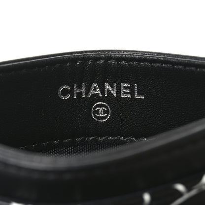 Chanel Lambskin Camellia Embossed Card Holder Black White 6 of 9