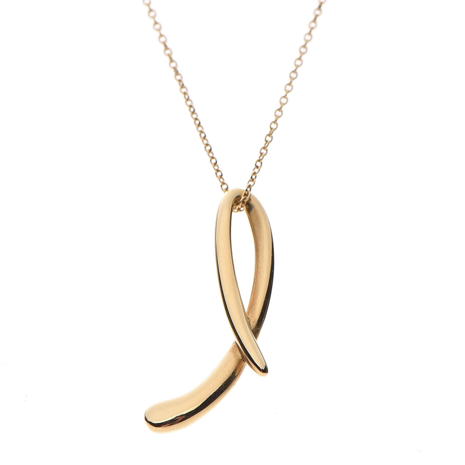 Tiffany 18K Yellow Gold Elsa Peretti Letter L Pendant Necklace 4 of 8