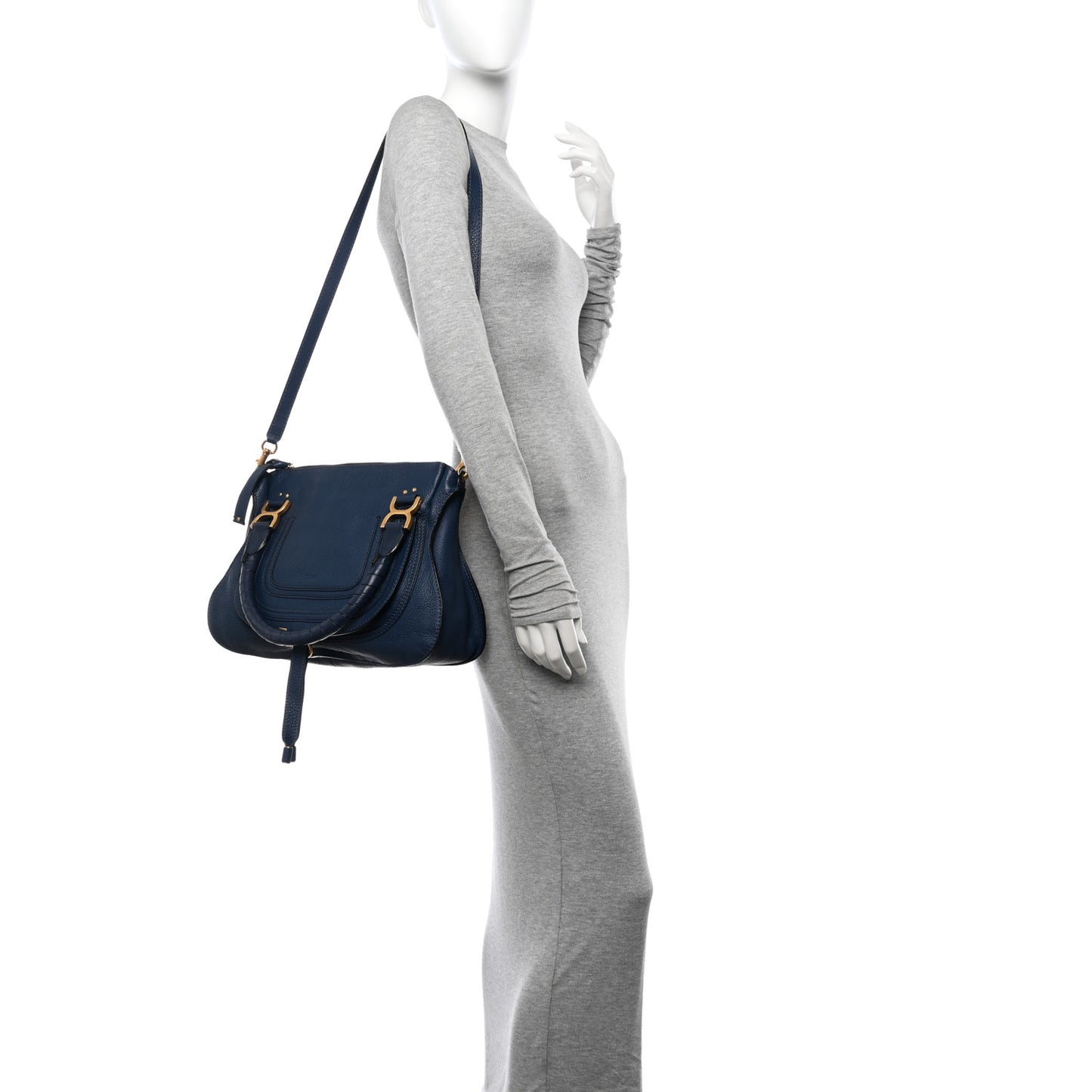 Calfskin Medium Marcie Satchel Scuba Blue