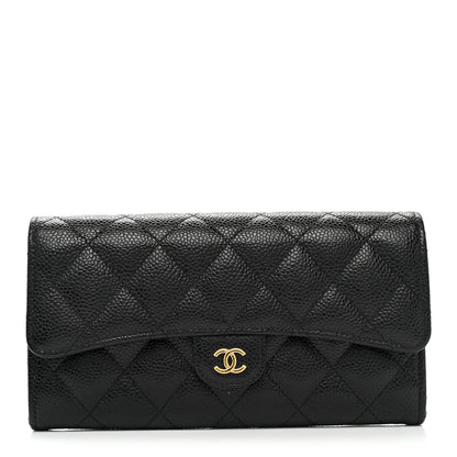Chanel Caviar Quilted Long Flap Wallet Black 1 of 9