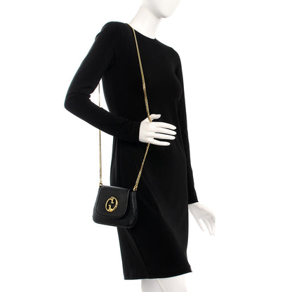 Gucci Pebbled Calfskin Small 1973 Chain Shoulder Bag Black 2 of 8