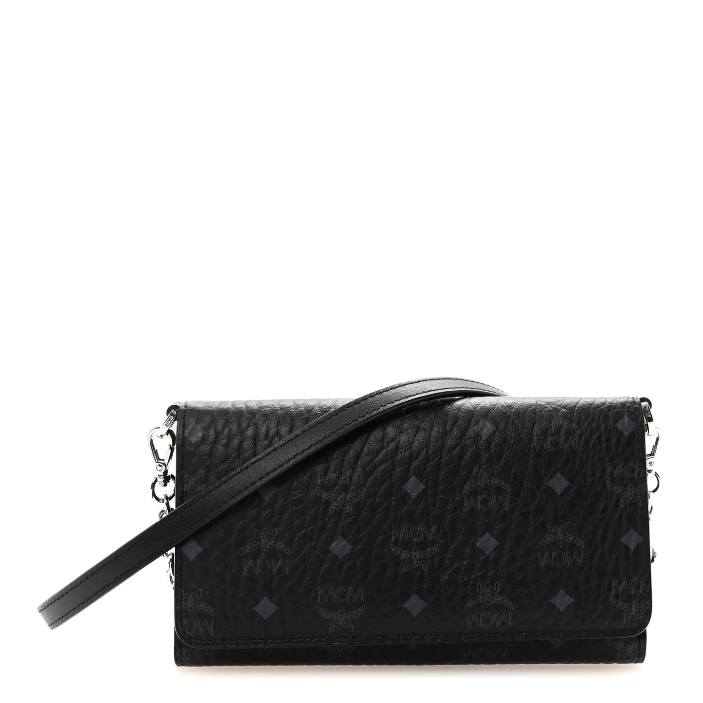 Visetos Tri Fold Phone Wallet On Strap Black