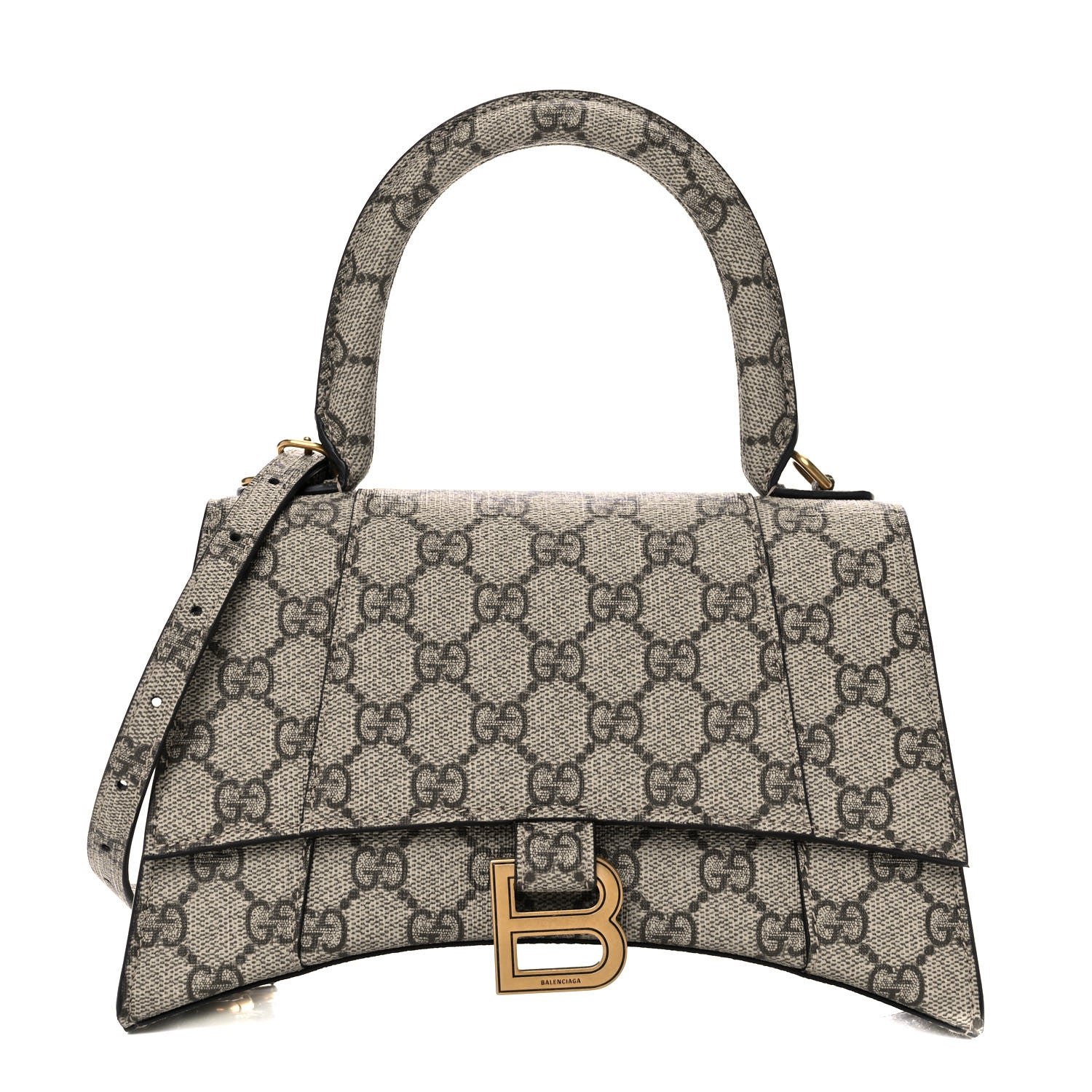 Balenciaga X GUCCI GG Supreme Monogram Small Hourglass Top Handle Bag Beige Ebony 1 of 9