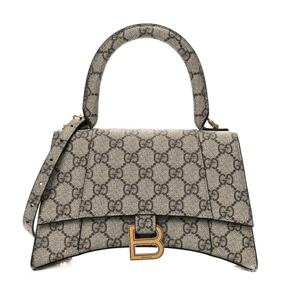 Balenciaga X GUCCI GG Supreme Monogram Small Hourglass Top Handle Bag Beige Ebony 1 of 9