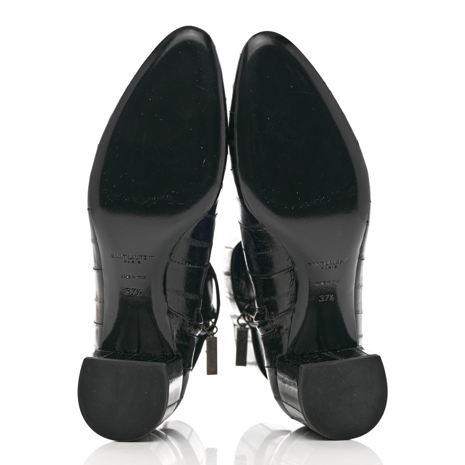 Saint Laurent Shiny Eel Joplin Buckle Booties 37.5 Black 5 of 12
