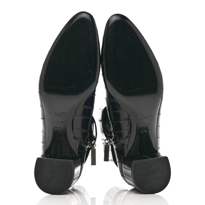 Saint Laurent Shiny Eel Joplin Buckle Booties 37.5 Black 5 of 12