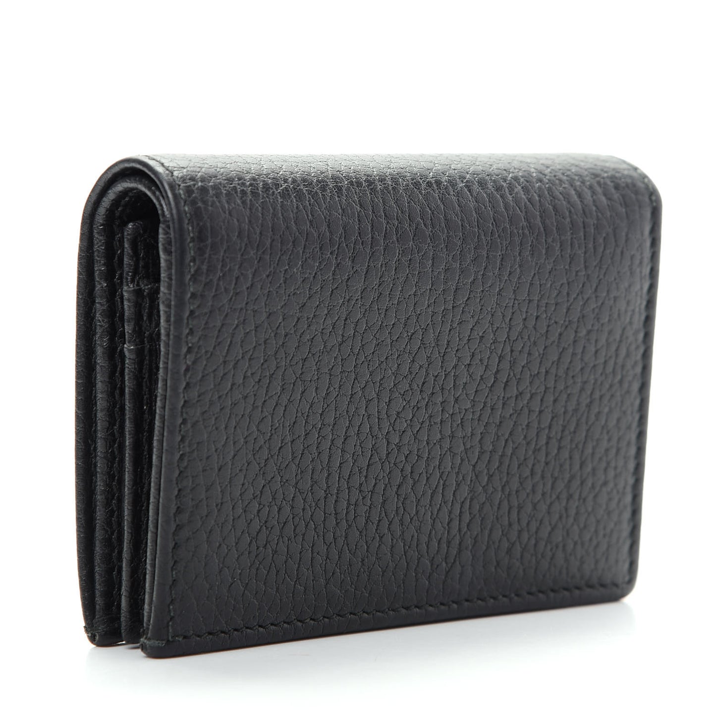 Pebbled Calfskin Butterfly Card Case Black
