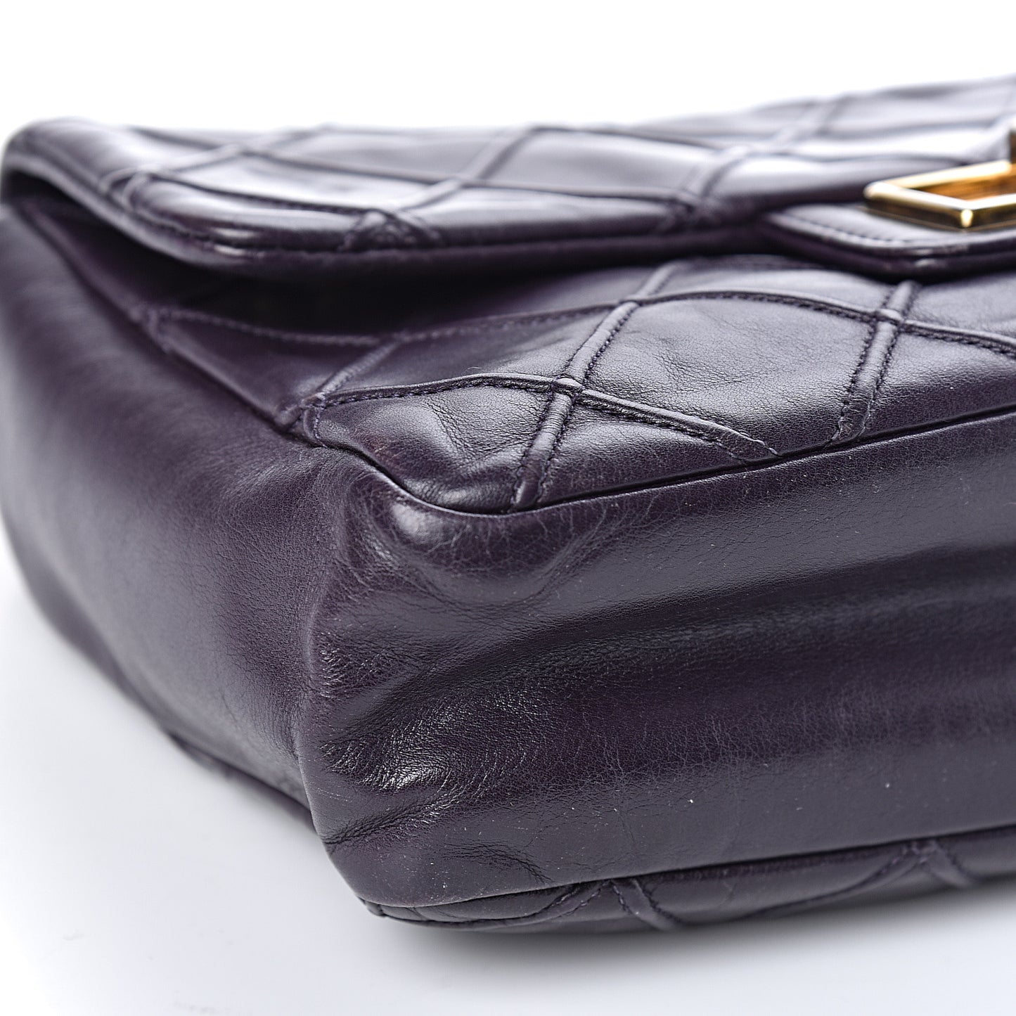 Calfskin Diamond Debossed Medium Cosmos Flap Purple