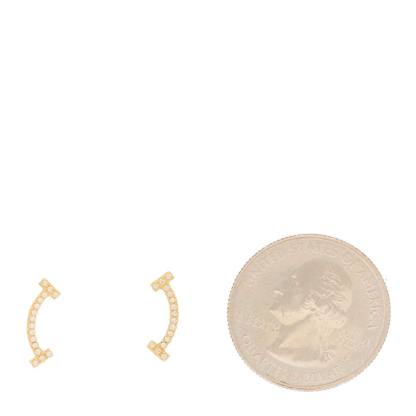 18K Yellow Gold Diamond T Smile Earrings