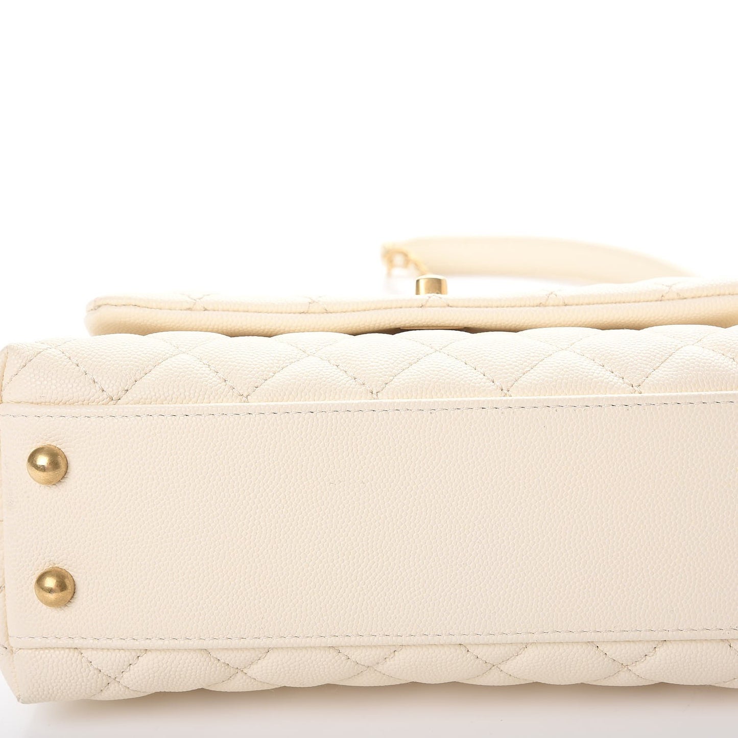 Caviar Quilted Mini Coco Handle Flap Light Beige