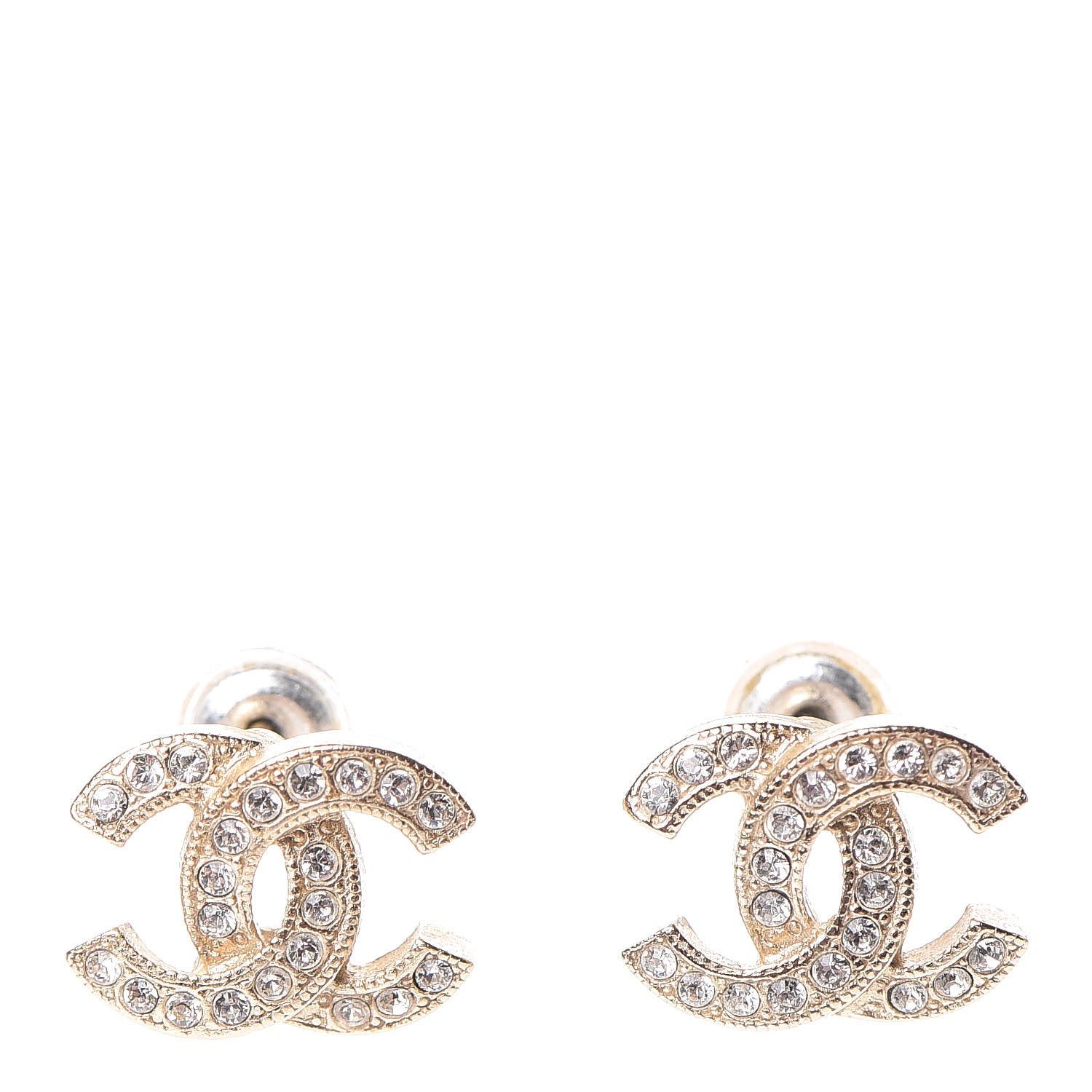 Chanel Crystal Mini CC Earrings Gold 1 of 5